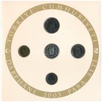 Törökország 2003. 25L-250L (4xklf) forgalmi sor + "Darphane Turkish mint" Ag zseton karton...