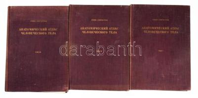 Kiss, Ferenc - Szentágothai, János: Atlas Anatomiae Corporis Humani I-III. Bp., 1963, Akadémiai - Medicina. Latin és orosz bejegyzéssel. Kiadói egészvászon-kötések.