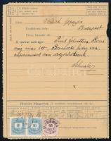 1890 35kr díjjegyes táviratlap 2kr + 2 x 10kr kiegészítéssel / 35kr PS-telegram with 2kr + 2 x 10kr ...