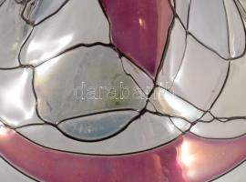 Zománcfestett üveg váza, m: 21,5 cm