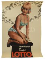 1966 "Nyaraláskor se feledje!", Lottó plakát, ofszet, papír, jelzés nélkül, hajtásnyomokkal, egészen lapszéli apró szakadásokkal, 68,5×47 cm