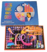 2 darab társasjáték, Quiz 1000, Ország, város, híres ember.