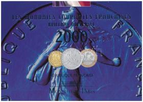 Franciaország 2000. 1c-20Fr (10xklf) forgalmi sor karton dísztokban T:UNC ragasztás elengedett France 2000. 1 Centime - 20 Francs (10xdiff) coin set in cardboard case C:UNC the gluing of the case is loose
