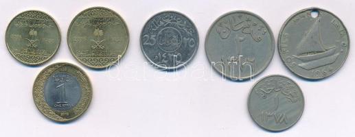 Jemen 1964. 50F Cu-Ni + Szaud-Arábia 1957-2016. 1Q - 1R (6xklf) T:VF patina, az egyik átlyukasztva emen 1964. 50 Fils Cu-Ni + Saudi Arabia 1957-2016. 1 Qirsh - 1 Riyal (6xdiff) C:VF patina, one of them is holed