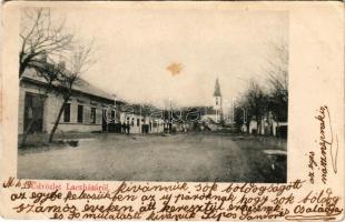 1906 Kiskunlacháza, Lacháza; Fő utca, Református templom, koporsó készítő üzlete (EB)