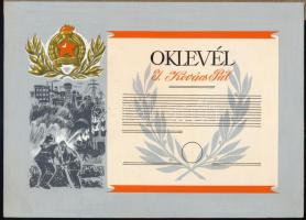 Cziglényi László (-): Tűzoltóoklevél terve, vegyes technika, papír, hátoldalon feliratozva, 17×23,5 cm