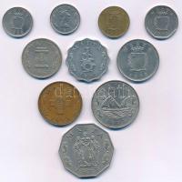 Málta 1972-1998. 5m-50c (10xklf) T:XF Malta 1972-1998. 5 Mills - 50 Cents (10xdiff) C:XF