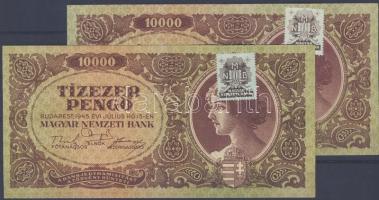1945. 10.000P (2x) színeltérések, barna bélyeg T:I