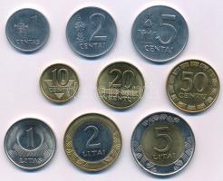 Litvánia 1991-2003. 1c-5L (9xklf) T:UNC-XF Lithuania 1991-2003. 1 Centas - 5 Litai (9xdiff) C:UNC-XF