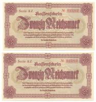 Német Harmadik Birodalom / Szudéta-vidék és Alsó-Szilézia 1945. 20M (2x) sorszámkövetők "AZ 015...
