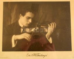 Telmányi Emil hegedűművész (1892-1988) hegedűművész autográf dedikált fotója kassai fellépéséről. Üv...