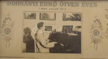 1927 Dohnányi Ernő (1877-1960) ifjú zeneszerző autográf aláírása, dedikációja 50. születésnapjára ké...