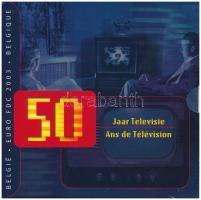 Belgium 2003. 1c-2E (8xklf) + "50 éves a Televízió" emlékérem karton díszlapon T:BU Belgium 2003. 1 Cent - 2 Euro (8xdiff) coin set + "50th Anniversary of television" commemorative medallion in cardboard case C:BU