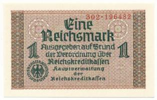 Német Harmadik Birodalom / Német megszállt területek DN (1939-1944) 1M "302 196482" T:UNC German Third Reich / German occupied territories ND (1939-1944) 1 Reichsmark "302 196482" C:UNC Krause R136