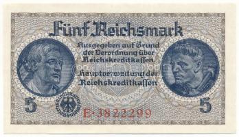 Német Harmadik Birodalom / Német megszállt területek 1940-1945. 5M "E 3822299" T:UNC German Third Empire / German Occupied Territories 1940-1945. 5 Reichsmark "E 3822299" C:UNC Krause R138