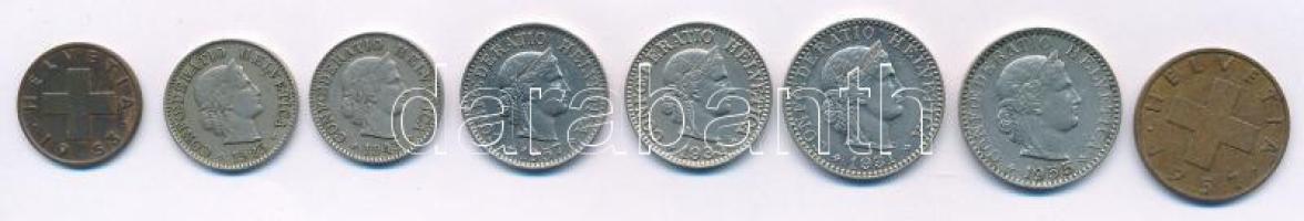 Svájc 1953. 1r bronz + 1957. 2r bronz + 1925-1943. 5r Cu-Ni (2xklf) + 1934-1957. 10r Cu-Ni (2xklf) + 1931-1955. 20r Cu-Ni (2xklf) T:AU,XF Switzerland 1953. 1 Rappen bronze + 1957. 2 Rappen bronze + 1925-1943. 5 Rappen Cu-Ni (2xdiff) + 1934-1957. 10 Rappen Cu-Ni (2xdiff) + 1931-1955. 20 Rappen Cu-Ni (2xdiff) C:AU,XF