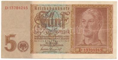 Német Harmadik Birodalom 1942. 5M "D 13704245" T:F German Third Empire 1942. 5 Reichsmark "D 13704245" C:F Krause 186.