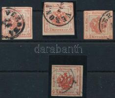 1858 Hírlapilleték 3 x Mi 2 + Mi 3 (Mi EUR 3.410.-)