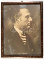 Juan Manen (1883-1971) spanyol hegedűművész dedikált fotója Vitéz Sándor (1884?1954) kassai (mai Kos...