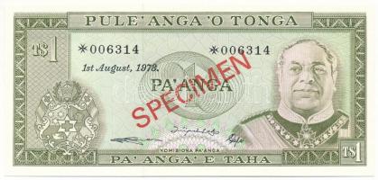 Tonga 1978. 1P piros "SPECIMEN" bélyegzéssel, "006314" sorszámmal T:UNC
Tonga 1...