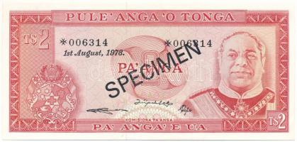 Tonga 1978. 2P fekete "SPECIMEN" bélyegzéssel, "006314" sorszámmal T:UNC
Tonga ...
