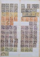 Magyar és osztrák klasszikus anyag, benne 501 db Turul bélyeg + 1.316 db osztrák bélyeg az 1890-1908 közötti időszakból, 13 lapos nagyalakú berakóban