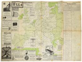 1929 Európa rádióadó-állomásainak hullámhossz-, kilowatt- és távolsági térképe. Összeáll.: Szepessy Árpád rádiómérnök. Rajta hibakeresőkulcs, valamint számos reklám (mind rádiós témájú). Bp., Klösz György és Fia, kissé foltos, 49,5x68 cm