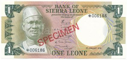 Sierra Leone 1978. 1L piros "SPECIMEN" bélyegzéssel, "006186" sorszámmal T:UNC
...