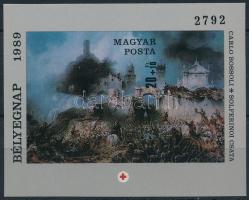 1989 Bélyegnap - Festmény XXIV. - Vöröskereszt vágott blokk (8.000)