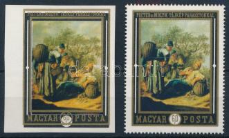 1969 Festmények VII. 60f ívszéli vágott fázisnyomat, az arany keret elcsúszásával