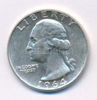 Amerikai Egyesült Államok 1964. 25c Ag kapszulában T:XF USA 1964. 25 Cents Ag in capsule C:XF Krause KM#164