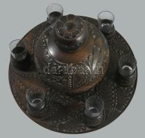 Faragott fa italos készlet, d: 25 cm, m: 18 cm