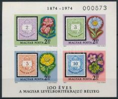 1974 100 éves a levélborítékrajzú bélyeg vágott blokk
