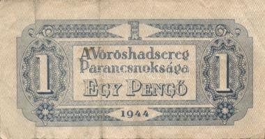 1944. "V. H." 1P (2x)egyikük vágáshibás 137mm hosszú 132mm helyett, 5P (2x), 10P, 20P, 50P...