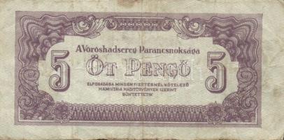 1944. "V. H." 1P (2x)egyikük vágáshibás 137mm hosszú 132mm helyett, 5P (2x), 10P, 20P, 50P...