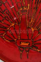 Fórizsné Sárai Erzsébet: Pávamintás nagyméretű dísztál. Jelzett, hibátlan, d: 38,5 cm