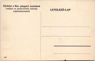 Üdvözlet a MÁV (Magyar Királyi Államvasutak) gépgyári munkások irodalmi és önművelődési körének hajó...