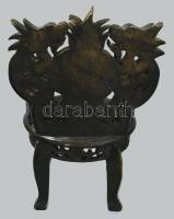 3 darab antik gyöngyház berakásos szék asztaldísz, m: 16 cm