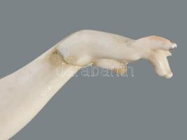 cca 1880-1900 Antik dresdeni porcelán balerina, jelzés nélkül, sérüléssel, restaurálással, m: 27 cm