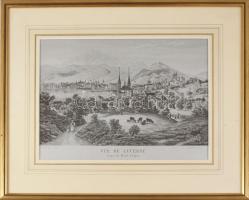 Lucerne metszet selyemre nyomva, üvegezett keretben Külső méret 47x34 cm