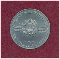 1982. 100Ft Cu-Ni "Labdarúgó világbajnokság 1982" bordó műbőr tokban, tanúsítvánnyal T:BU
...
