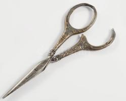 Ezüst (Ag) nyelű olló, sérült, h: 9,5 cm