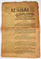 1916 Bp., Az Ujság XIV. évfolyamának 98. száma a németek rohamáról szóló cikkel a címlapon, viseltes állapotban