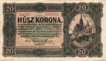 1920. 20K (4x) 2db egymásutáni sorszámokkal T:I-,II+