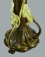 Szecessziós padlóváza. Fajansz. ca 1900. Formaszámmal jelzett, javításnyommal. 70 cm