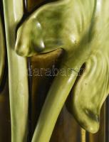 Szecessziós padlóváza. Fajansz. ca 1900. Formaszámmal jelzett, javításnyommal. 70 cm