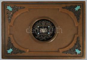 Nagy méretű rendkívül dekoratív fotóalbum. Egészbőr kötés, bársony betéttel, réz és zománcozott ráté...