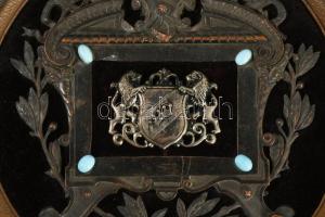 Nagy méretű rendkívül dekoratív fotóalbum. Egészbőr kötés, bársony betéttel, réz és zománcozott ráté...