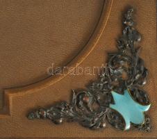 Nagy méretű rendkívül dekoratív fotóalbum. Egészbőr kötés, bársony betéttel, réz és zománcozott ráté...