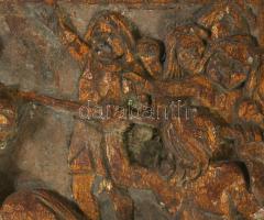 Csatajelenet. Faragott fa, aranyozott, XIX. sz. 36x37 cm / 

Battle scene. Carved wood, gilded, 19...